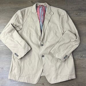 FLYNT Me s Bueller Sport Coat Blazer 2 button Jacket Khaki Tan, size Large